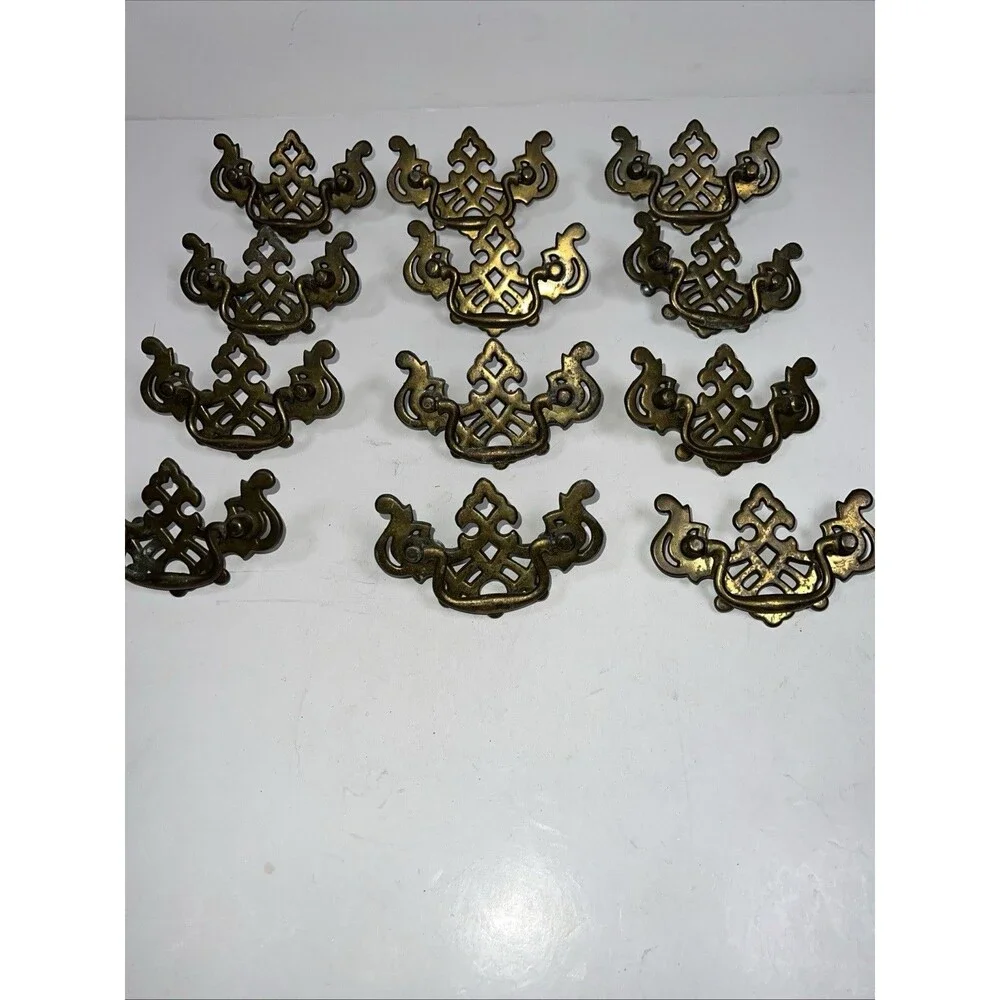 12 Vintage Keeler Chippendale/Federal Batwing Brass Drawer Pull Handles P1067